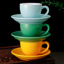 Axya Ceramic Espresso Cup and Saucer Set - Solid Color Coffee Tea Milk Mug Set
