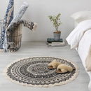 Axyaa Nordic Style Cotton Linen Round Carpets Boho Retro Handmade Floor Mats