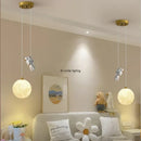 Axyaa Astronaut Landing Boys' Bedside Pendant Light: LED Decorative Chandelier for Children's Room