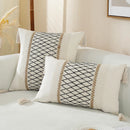 Axyaa Linen Stripe Diamond Woven Cushion Cover with Tassels, 45x45cm