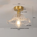 Axyaa Green Glass Copper Ceiling Light Fixture - Modern LED Kitchen Balcony Lamp