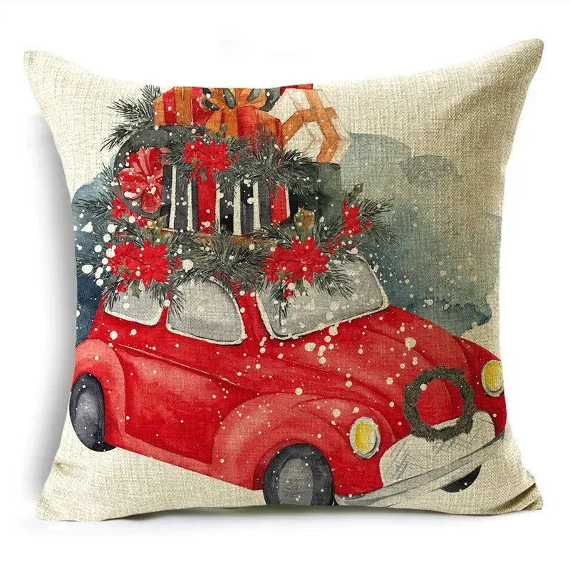 Axyaa Christmas Pillow Covers: Santa Socks Nutcracker Throw Pillowcase for Home Decor
