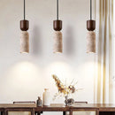 Axyaa LED Travertine Stone Cylinder Pendant Light for Bedroom and Living Room