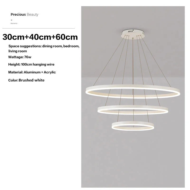 Axyaa Black LED Ring Chandelier Ceiling Light, Modern Circular Pendant for Kitchen, Living, and Dining Rooms.