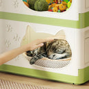 Axyaa Cat House Storage Cabinet, Foldable, 1-3 Tier - Yellow/Green