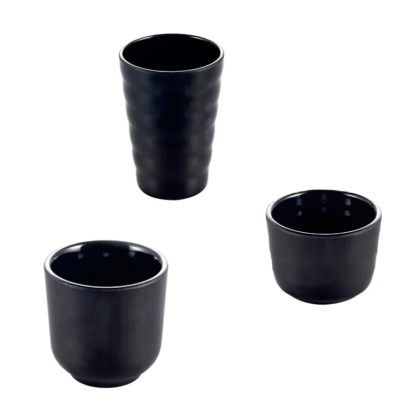 Axya Black Melamine Cup Set for Japanese Style Dining