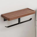 Axyaa Wall-Mounted Black Walnut Bathroom Towel and Toilet Paper Organizer