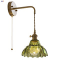 Axyaa Modern Flower Glass LED Wall Lamp - Pull Chain Bedroom Balcony Decor