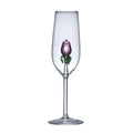 Axyaa 3D Pink Glass Rose Wine Glasses Set - Lovely Household Gift