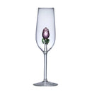 Axyaa 3D Pink Glass Rose Wine Glasses Set - Lovely Household Gift