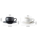 Axyaa Matte Stone Grain Ceramic Coffee Cup Set with Exquisite Camellia Design