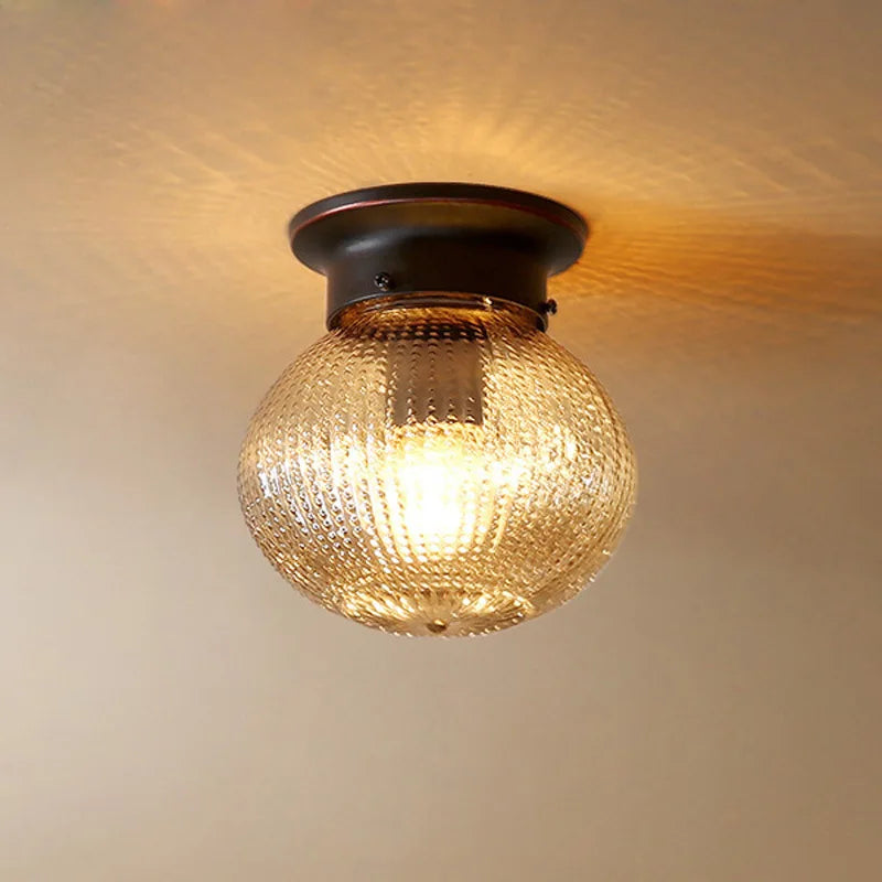 Axyaa Round Glass LED Ceiling Light Fixture for Kitchen Hallway Balcony Corridor