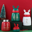 Axyaa Cartoon Antler Stainless Steel Thermos Cups: Festive Couple Cups for Christmas, New Year.