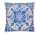 Axyaa Floral Pattern Pillow Cover for Sofa, Bedroom, Car - Blue and White