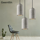 Axyaa Retro Cement Pendant Lamp: Vintage LED Hanging Lights for Dining Room or Cafe