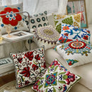 Axyaa Ethnic Floral Embroidered Pillowcase - Cotton Throw Cushion Cover