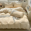 Axyaa Striped Washed Cotton Duvet Cover Set - 3/4pcs Bedding Set