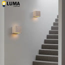 Axyaa Yellow Travertine Outdoor Wall Lamp - Waterproof Square Sconce for Courtyard, Hallway, Stairs