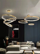 Axyaa Crystal LED Chandelier - Modern Luxury Dimmable Circle Hanging Lamp