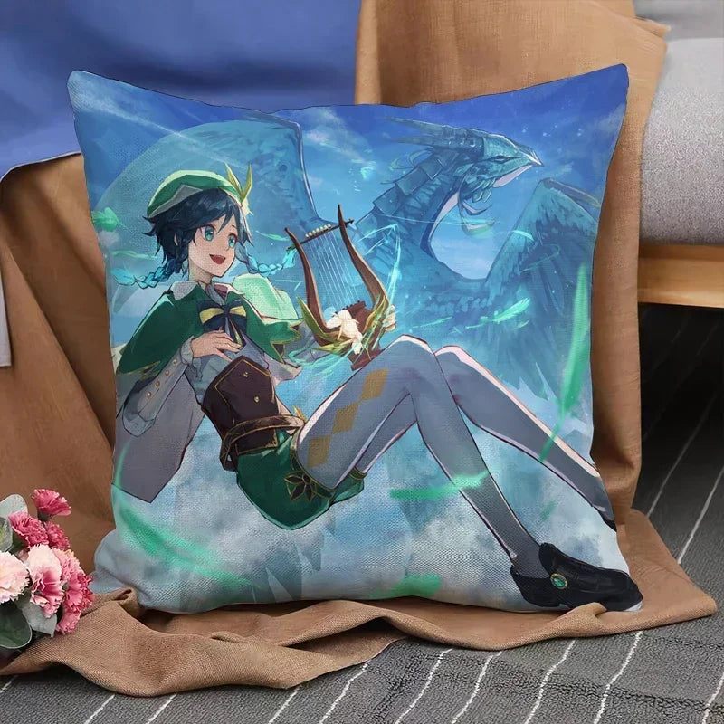 Genshin Impact Anime Pillowcase Cushion Cover 45x45 for Sofa - Axyaa