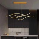 Axyaa Black/Gold Linear Pendant Light with Remote Dimming for Dining Room/Kitchen/Cafe