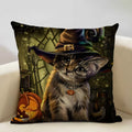 Axyaa Cat and Dog Pattern Cushion Cover 45x45cm Linen Square Pillowcase