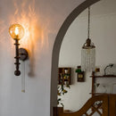Axyaa Tawny Glass LED Wall Sconce Vintage Ash Wood Wandlamp
