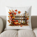 Autumn Maple Leaves Decorative Pillow Cover by Axyaa for Sofa, Bedroom, Car