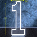 Axyaa 76cm Large Number Neon Sign Stand Up Transparent Dimmable Letter Light