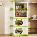 Axyaa Cat House Storage Cabinet, Foldable, 1-3 Tier - Yellow/Green