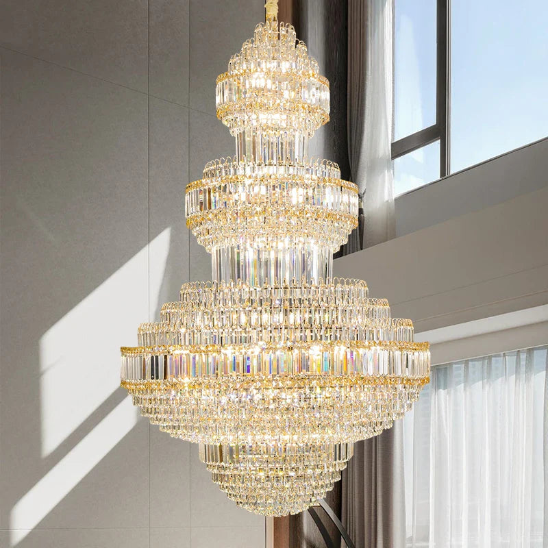 Axyaa Crystal Duplex Chandelier for Luxury Villa Living Rooms