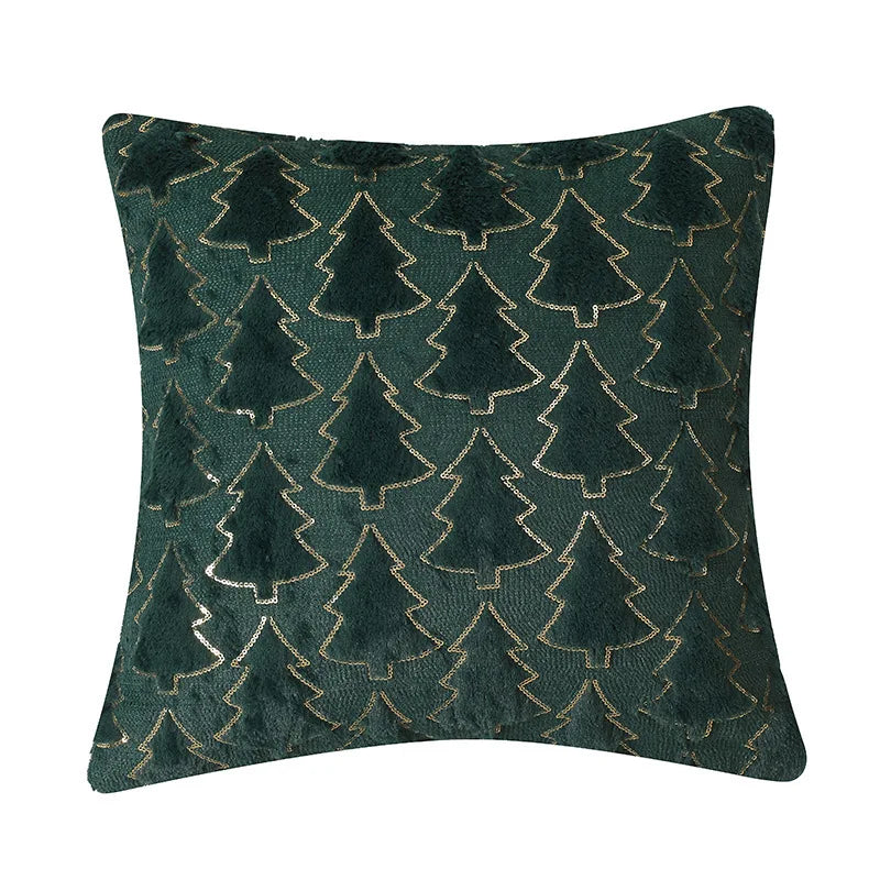 Axyaa Shaggy Pine Christmas Throw Pillow Case for Festive Home Decor