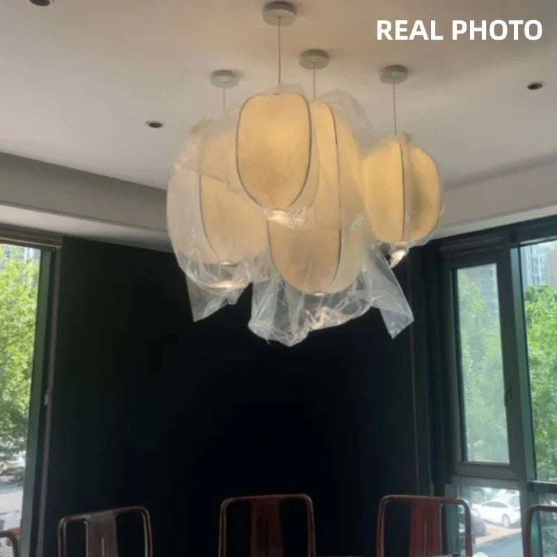 Axyaa Nordic Silk Pendant Lights Wabi Sabi Chandelier