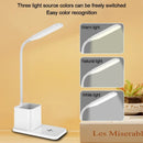 Axyaa LED Desk Lamp with Phone Holder & Pen Holder - Rechargeable Dimming Reading Light