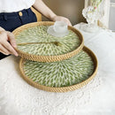 Axyaa Rattan Fruit Basket: Round Shell Tray for Home Snack Storage & Organization