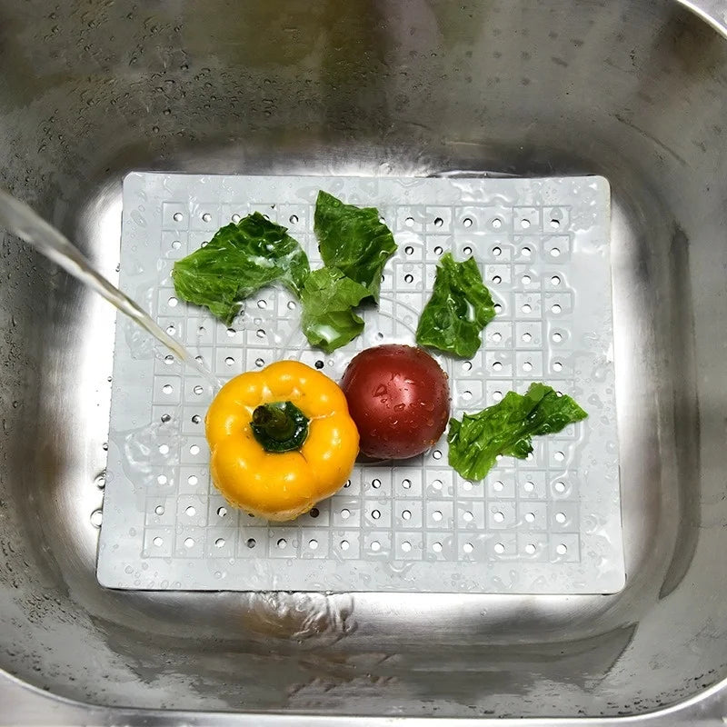 Axyaa Rubber Drain Pad Kitchen Sink Mat Non Slip Heat Insulation Square Rectangle