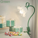 Axyaa Lily of the Valley Lamp: White Flower Shade, Flexible Stem, DC/AC Power, Pastoral Lighting