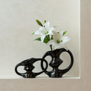 Axyaa Hollowed-out Handle Ceramic Vase: Geometric Flower Arrangement Home Decor Pot