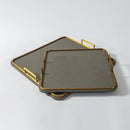 Axya Square Leather Tray: Metal Frame Decorative Storage & Organizer
