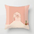 Axyaa Geometric Flower Leaves Cushion Cover - Desert Sunrise Cactus Pillowcase