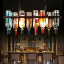 Axyaa Rust Metal Wine Bottle Chandelier Pendant Lamp for Bars and Restaurants