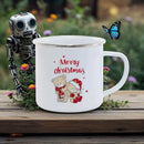 Axyaa Festive Red Car Enamel Mug Christmas Drinkware for Cozy Holidays