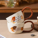 Axyaa Ceramic Breakfast Mug Set - Korean Style Drinkware for Coffee, Tea, and Oatmeal