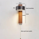 Modern Black Travertine Wooden LED Wall Lamp with Switch by Axyaa