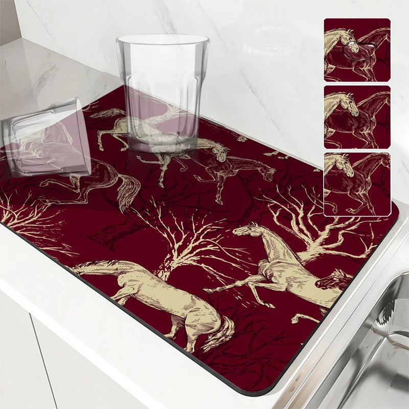 Axyaa Non-Slip Absorbent Drying Mat for Kitchen Tableware and Counter