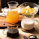 Axya Stripe Milk Jug Glass Cup With Handle Separator Fair Cup Home Cafe Drinkware