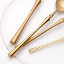 Axyaa 24-Piece Gold Stainless Steel Cutlery Set Flatware Knife Fork Spoon Mirror Matte