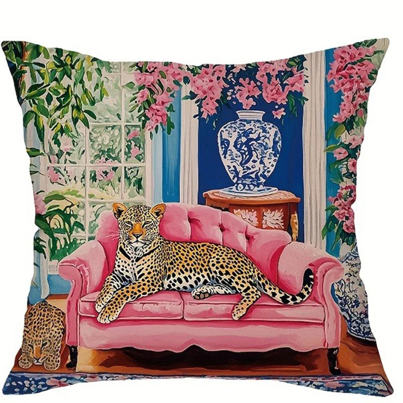 Axyaa Leopard Flower Flamingo Pillowcase Set