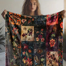 Axyaa Cozy Vintage Floral Flannel Throw Blanket - Soft & Warm for Home, Office, Travel
