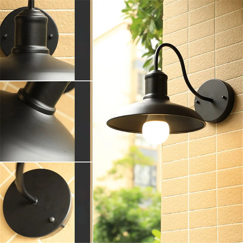 Rustic Black Gooseneck Outdoor Barn Light by Axyaa